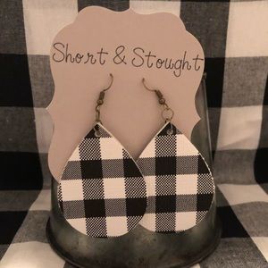 Plaid Faux Leather Earrings $12